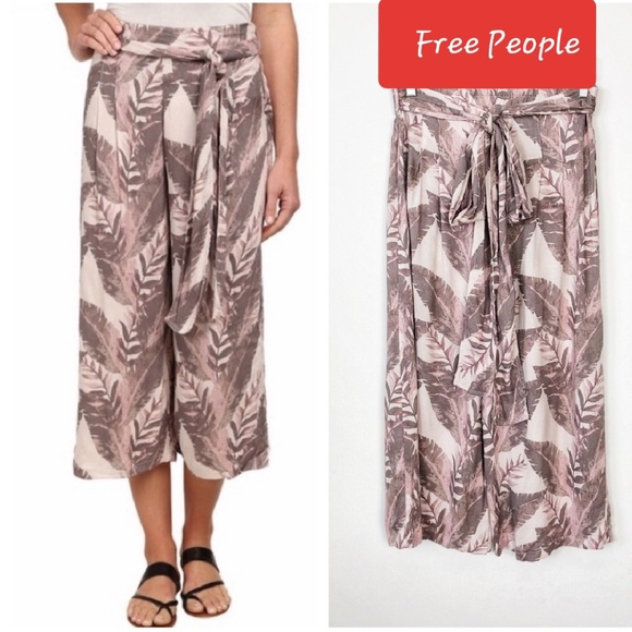 ❤🆕Free People Wide Leg Crop in Ivory Combo - Picture 5 of 6